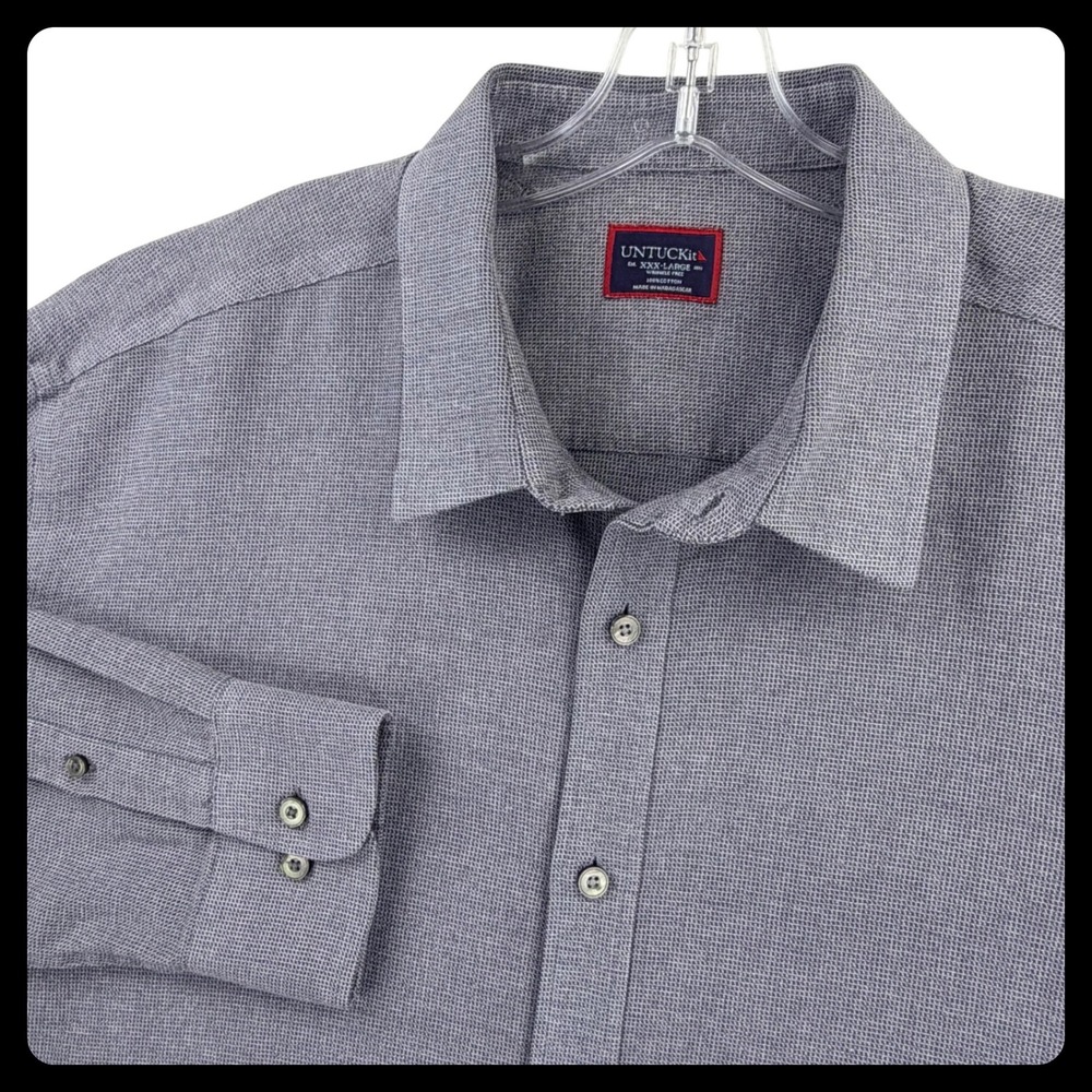 UNTUCKit Veneto WF Shirt Mens 3XL Gray 100% Cotton  Wrinkle Free Regular 40250